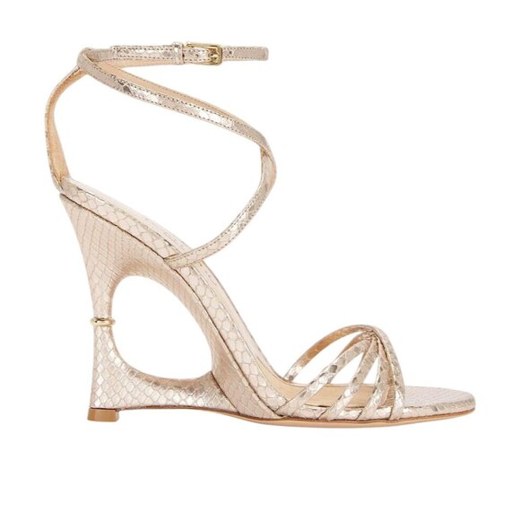 TOM FORD Paradis Stamped Python Strappy Sandals in Champagne 40 with Box Heels - Picture 1 of 11